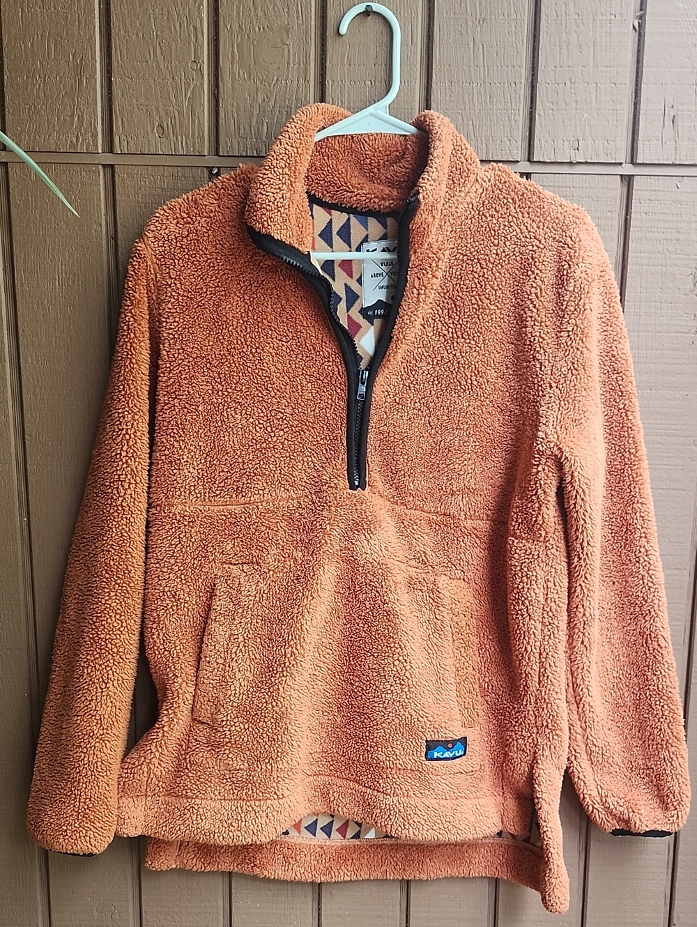 Kavu Rust Orange Sherpa Quarter-Zip Pullover